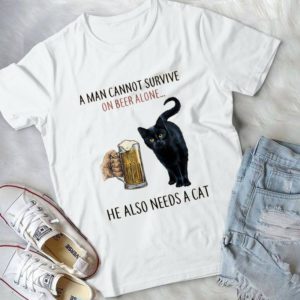 A Man Cannot Survive On Beer Alone He Also Needs Cat Handmade Shirt