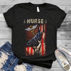 America Nurse Veteran Heartbeat Flag Handmade Shirt