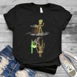 Baby Yoda And Baby Groooot Reflection In The Water Unisex Handmade Shirt_compressed