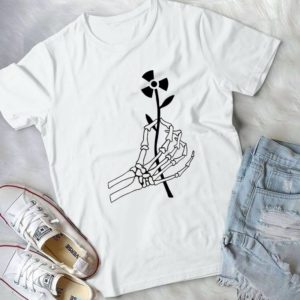 Bones Hand Hold Flower Retro Vintage - Retro Style Birthday For Men Best Unisex T- Shirt