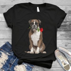 Boxer Dog Holding Roses Handmade Shirt