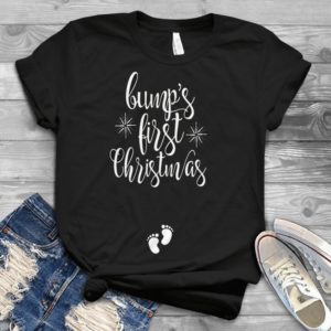 Bump's First Christmas Merry Christmas Pregnan Handmade Shirt