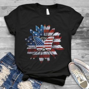 Butterfly Sunflower America Flag Handmade Shirt