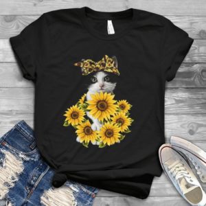 Cat Mom With Sunflowers Cat Lovers Handmade Shirt