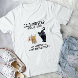 Cats And Beer Make Me Happy Funny Handmade Shirt