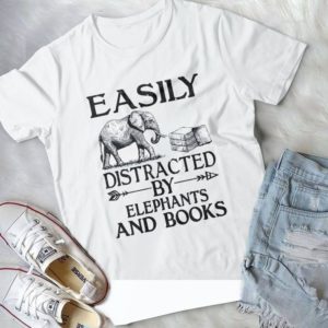 Easily Distracted By Elephants And Books Handmade Shirt