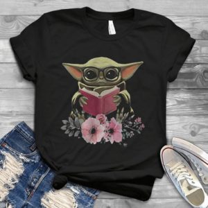 For Baby Yoda Flower Reading Book Handmade T-Shirt_compressed