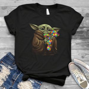 For Baby Yoda Hugging Autism Awareness Teddy Beartrending Handmade Shirt