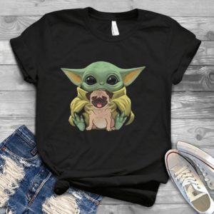 For Baby Yoda Hugs Pug Dog Handmade T-Shirt_compressed