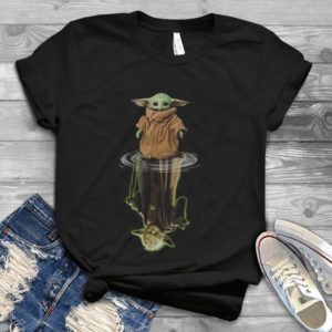 For Mandalorian Baby Yoda Mirror Reflection Handmade T-Shirt_compressed