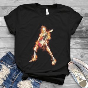 Funny Skellington Playing Electric Guitar Handmade Shirt
