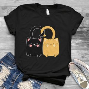 Funny Two Cats Black And Yellow Cute Cats Handmade Shirt
