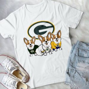 Funny Welsh Corgi And Green Bay Packers Logo Football Handmade Shirt