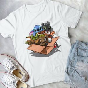 Gift Box Cute Chi bi Tootless Yoda Groot Stitch Handmade Shirt