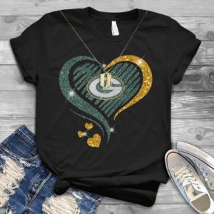 Green Bay Packers Logo Sparkling Heart Christmas Chirt Handmade Shirt