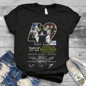 Happy 42 Years Of Star Wars Movies 1977 - 2019 Signature Handmade Shirt