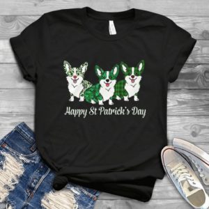 Happy St Patriiccks Day Corgi Four Clove Leaf Funny Handmade Shirt