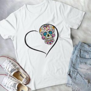 Heart And Tattooed Skull Handmade Shirt