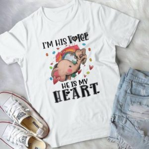 I Am His Voice He Is My Heart Colorful Elephants Love- Birthday Gift For Valentines Day Best Shirt.