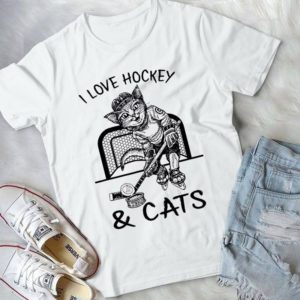 I Love Hockey And Cat Funny Cat Lovers Handmade Shirt