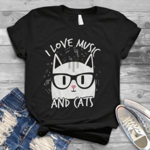 I Love Music And Cats Handmade Shirt