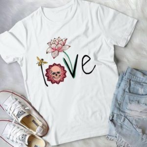 Love Classic Skull Bee Lotus Handmade Shirt