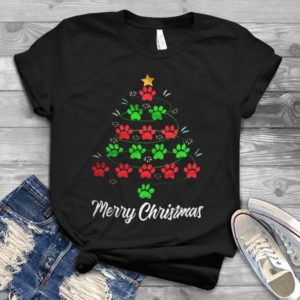 Merry Christmas Animal Paw Dog Paw Handmade Shirt