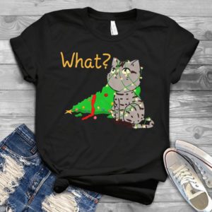 Merry Christmas Cute Cat What With Christmas Tree And Lights Handmade Shirt
