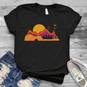 Sunset At Mountain Vintage Style  Handmade Shirt