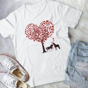 Valentines Day Couples Of Horse Love Tree- Valentines Day Gift Best Unisex T- Shirt.