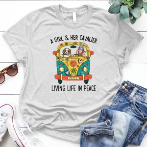A Girl & Her Cavalier Living Life In Peace Dog Lover Pet, Animal, Puppy, Dog Meme, Funny Dog, Cute Dog, Personalized Quote, Cartoon Dog Graphic