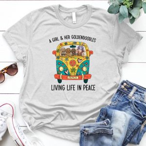 A Girl And Her Doodle Living In Peace Funny Dog Gift Golden Doodle Gift , Goldendoodle, Doodle Mom Paw, Goldendoodle Mom Shirt