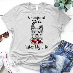 A Pamperd Yorkie Rules My Life Dog Lover Pet, Dog Love, Animal, Puppy, Dog Meme, Funny Dog, Cute Dog, Personalized Quote