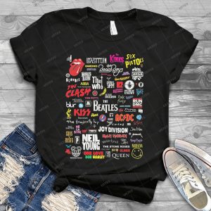 All 80-90's Music Band The Beatles - Led Zeppelin -the Rolling Stones - Acdc - Neil Young - Abba - Kiss - Iron Maiden - Metallica - Black Sabbath Handmade Shirt_00