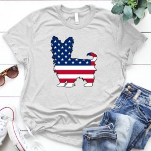 America Flag Yorkie Dog Lover Pet, Dog Love, Animal, Puppy, Dog Meme, Funny Dog, Cute Dog, Personalized Quote, Cartoon Dog