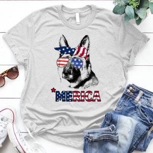 America German Shepherd Funny Gift Memorial Day, Patriotic, Merica, Red White And Blue, 4th Of July Shirt, Women's