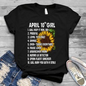 April 10th Girl Sunflower Lovely Girl Sunflower, Graphic Tee, April