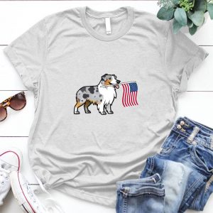 Aussie Dog Image Animal Image Aussie Dog Image, Dog And Flag Handmade Shirt