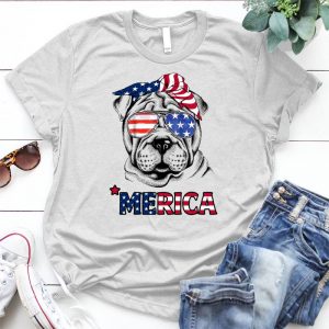 Bulldog Wears American Flag Glasses National Freedom Day American Flag Glasses, Cute Dog, Us Flag Glasses, National Freedom Day