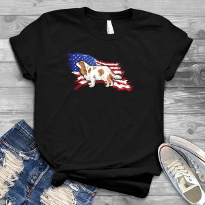 Cavalier Dog On America Flag Dog Lover Pet, Animal, Funny Dog, Cute Dog, Personalized Quote, Cartoon Dog Graphic