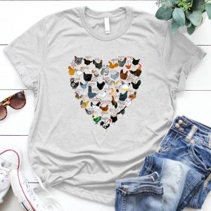 Chickens Heart Shape Funny Graphic Chicken, Pet, Animal, Rose Flower