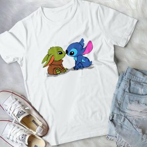 Cute Baby Yoda And Stiiitch Chibi Handmade Shirt_035_042