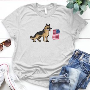 Cute German Shepherd Puppy Usa Flag Gift For Dog Owner Heart & Distressed American Flag, Grunge American Flag, Love America, Usa Us Flag