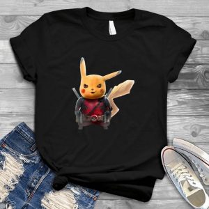 Cute Pikachu Wears Deadpool Costume Anime Character, Cute Cartoon Costume Anime Character, Cute Cartoon Costume, Pokeemon Pikachu Deadpool, Detective Pikachu Costume