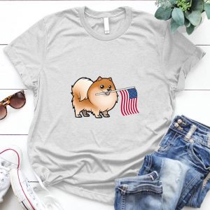 Cute Pomeranian And America Flags Pomeranian Image Cute Pomeranian, Lovely Puppy, Good Idea Gift For Dog Lover