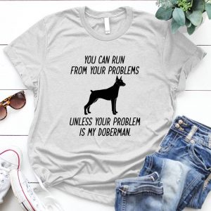 Doberman You Can Run From Problem Cartoon Character, Gfit For Cartoon Lover Cute Dog Image Dog Image, Best Gift For Dog Lover, Cartoon Character, Gfit For Cartoon Lover