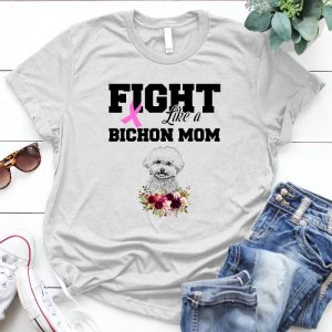 Fight Like A Bichon Mom Best Gift For Dog Lover And People Wwho Like Animals The Bichon With Flowers, Image Of Animal