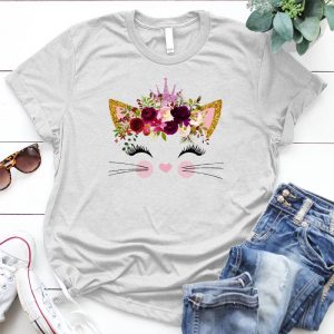 Floral Sparkling Cat Cat Lady Gift Girly Cat, Cat Lovers, Funny Shirt For Women, Cat Lady, Funny Cat Shirts, Cute