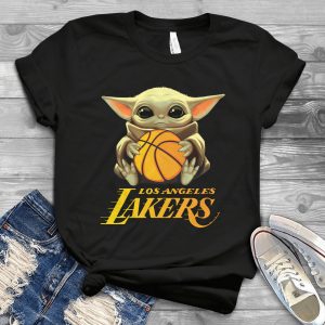 For Baby Yoda And Los Angeeles Laakers Basketball Sport Handmade Shirt_054_061