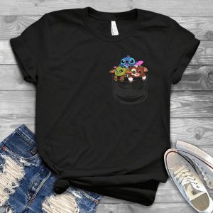 For Baby Yoda Baby Stiiitch And Baby Gizmo In Pocket Funny Handmade Shirt
